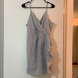 Seersucker dress with ruffle tulip hem